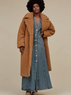 UGG Gertrude Chestnut Long Teddy Shearling Coat